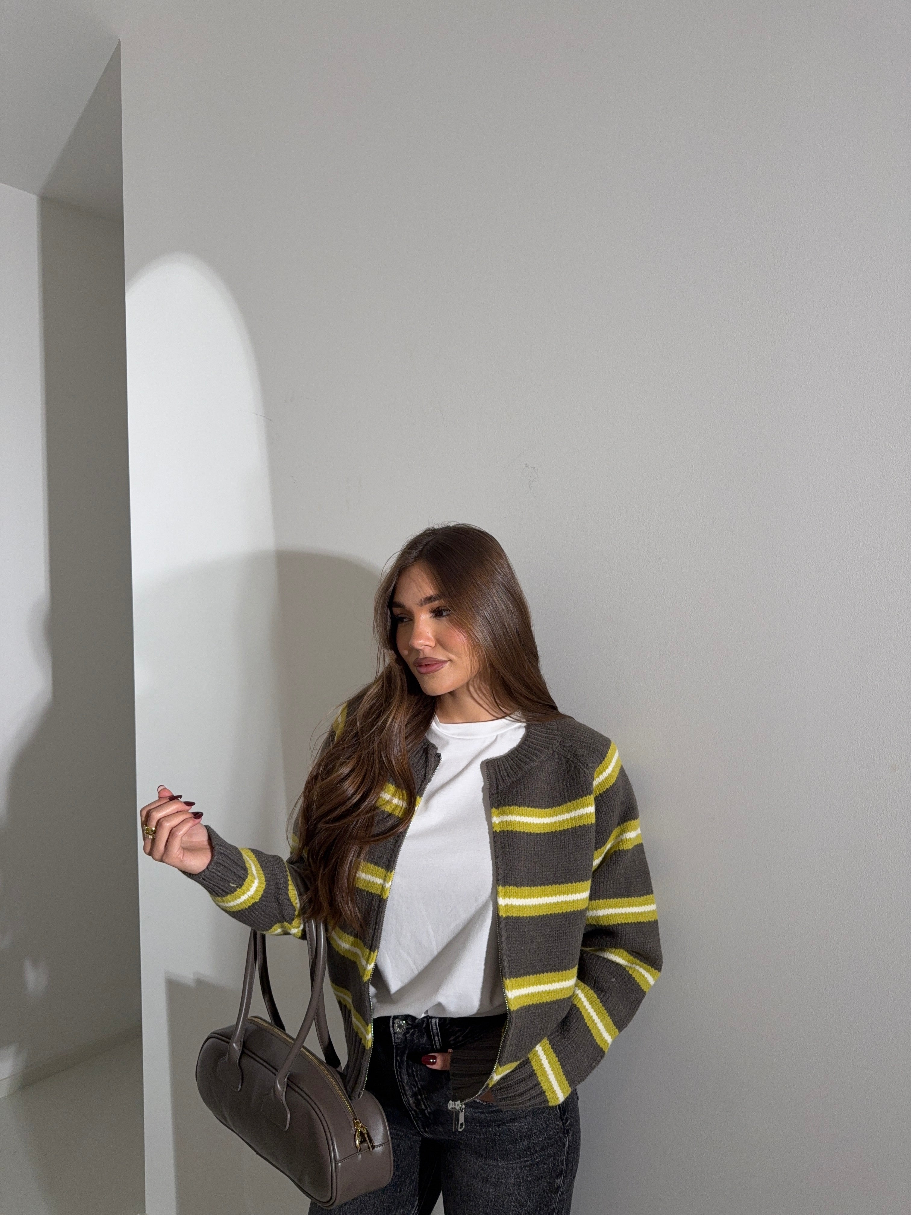 Cardigan grey and Green