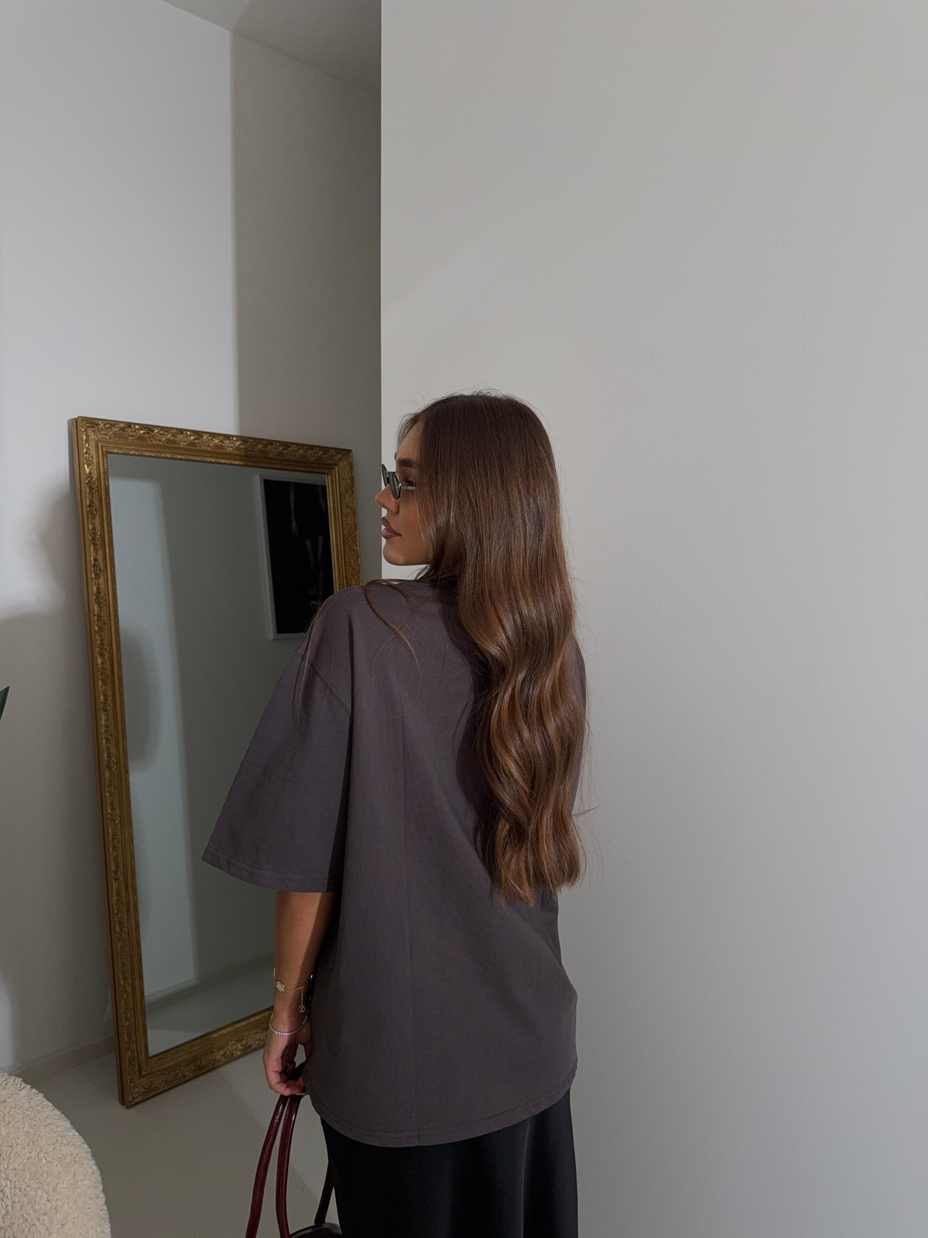 T-shirt moon con chocker grigia