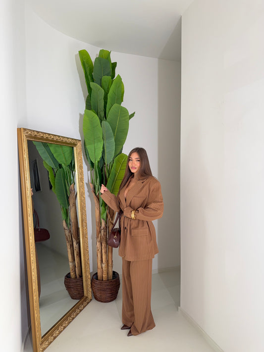 Tailleur lumina gessato camel