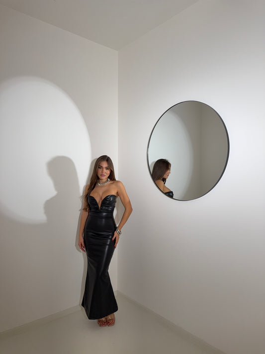 Dress ecopelle scollo profondo