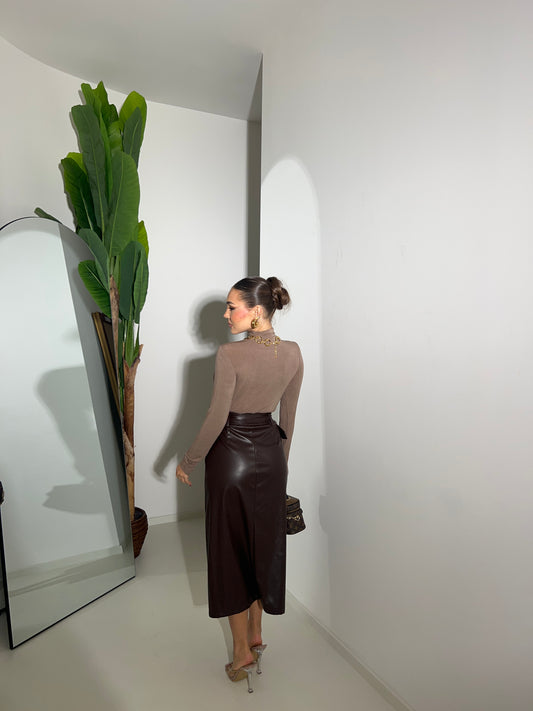 Longuette ecopelle dark chocolate