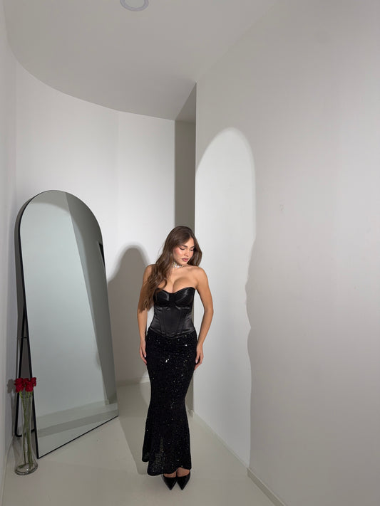 Longuette paillettes black