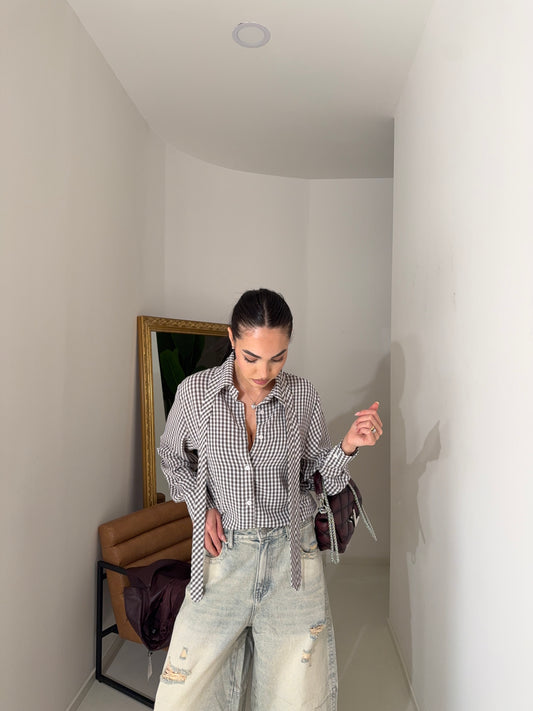 Camicia quadretti brown