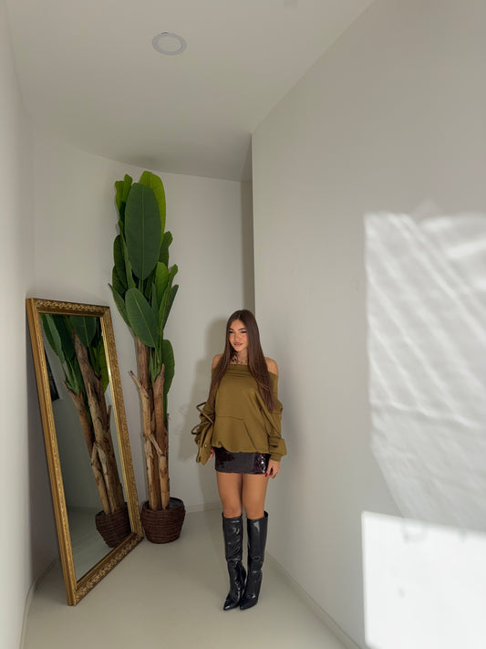 Gonna paillettes brown