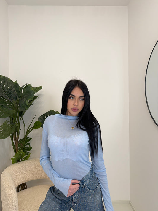 Collo alto semivelato celeste