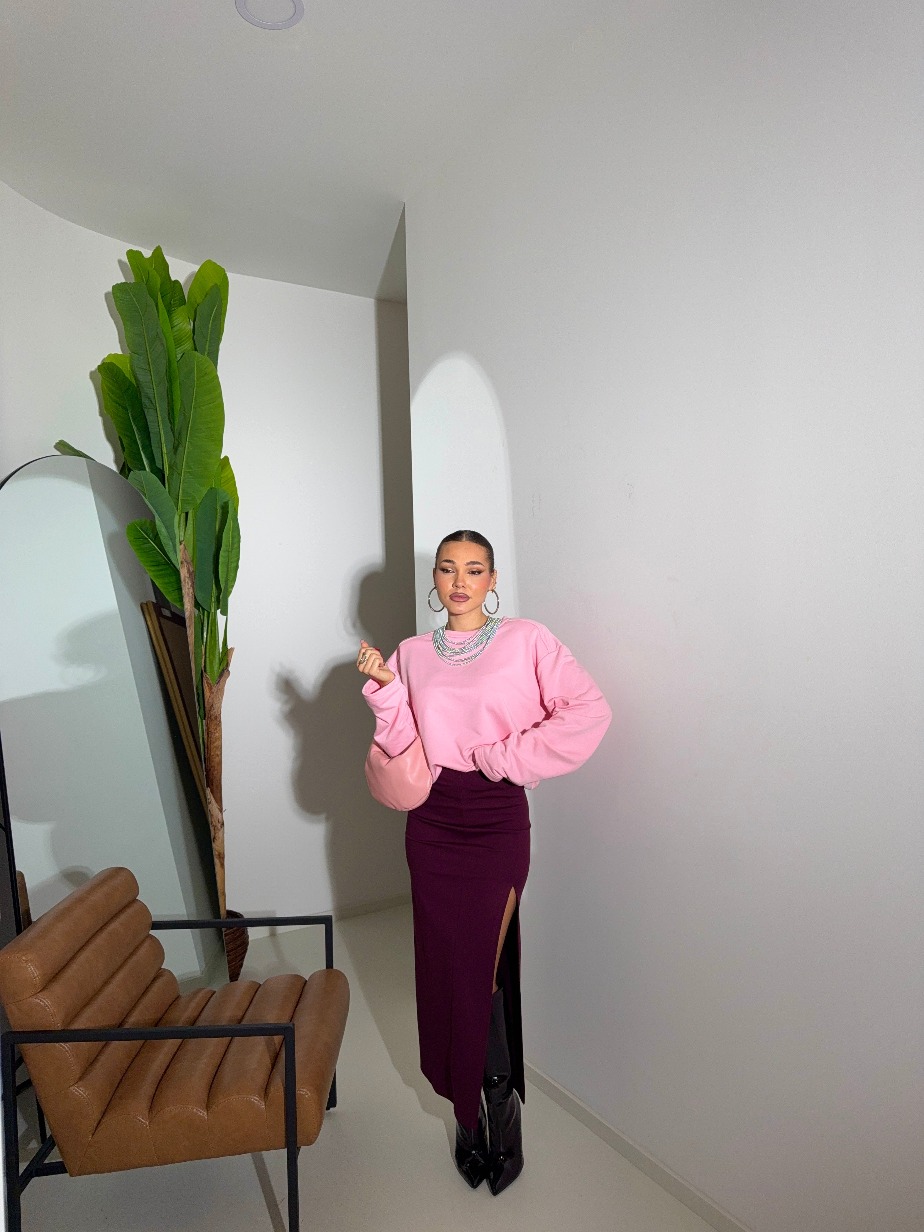 Felpa manica Over pink