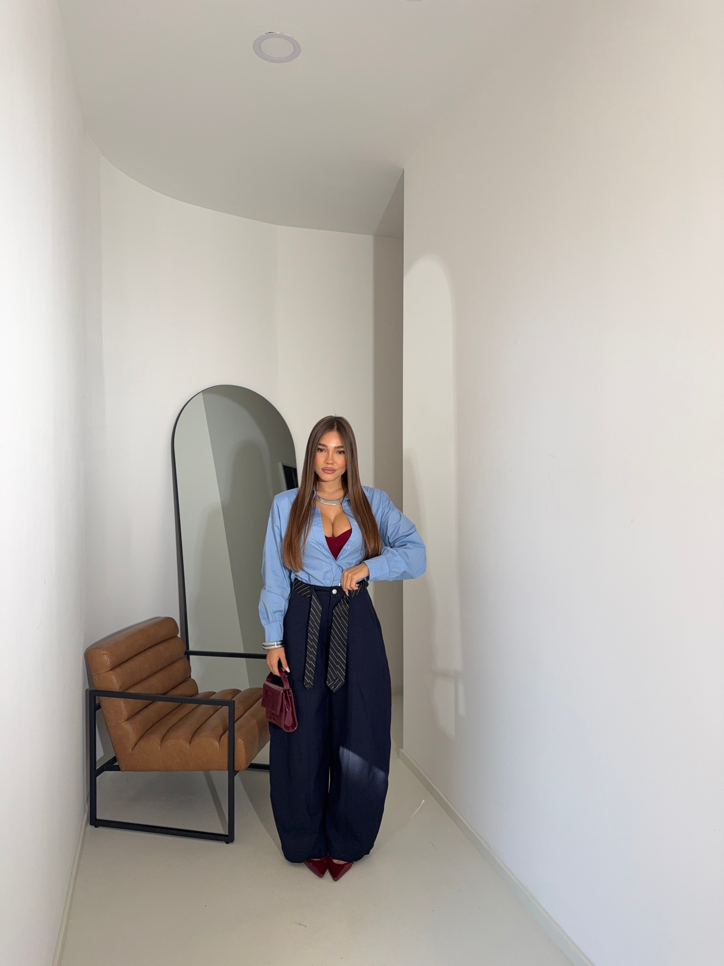 Pants dettaglio cravatta blu