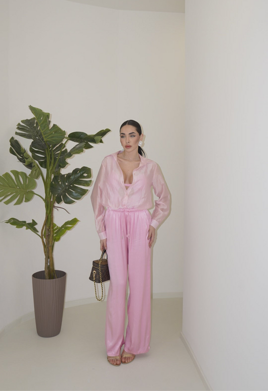 Pantaloni satin rosa Barbie