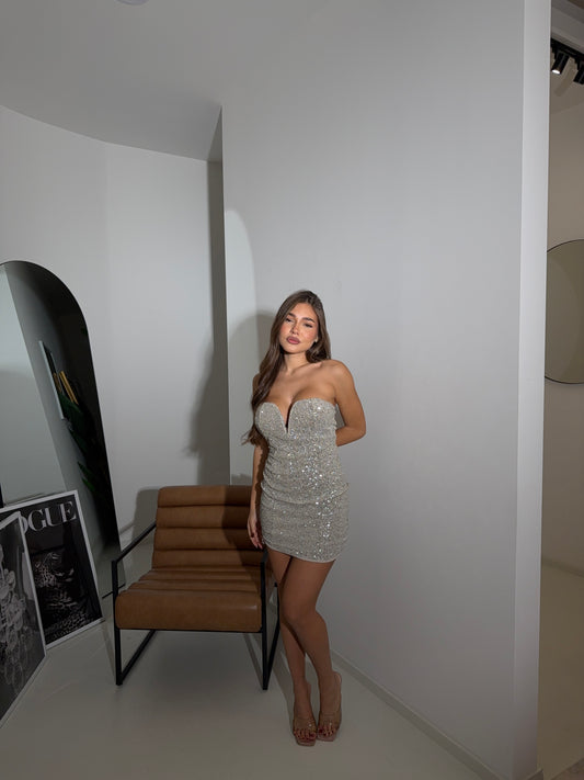 Mini Dress paillettes argento