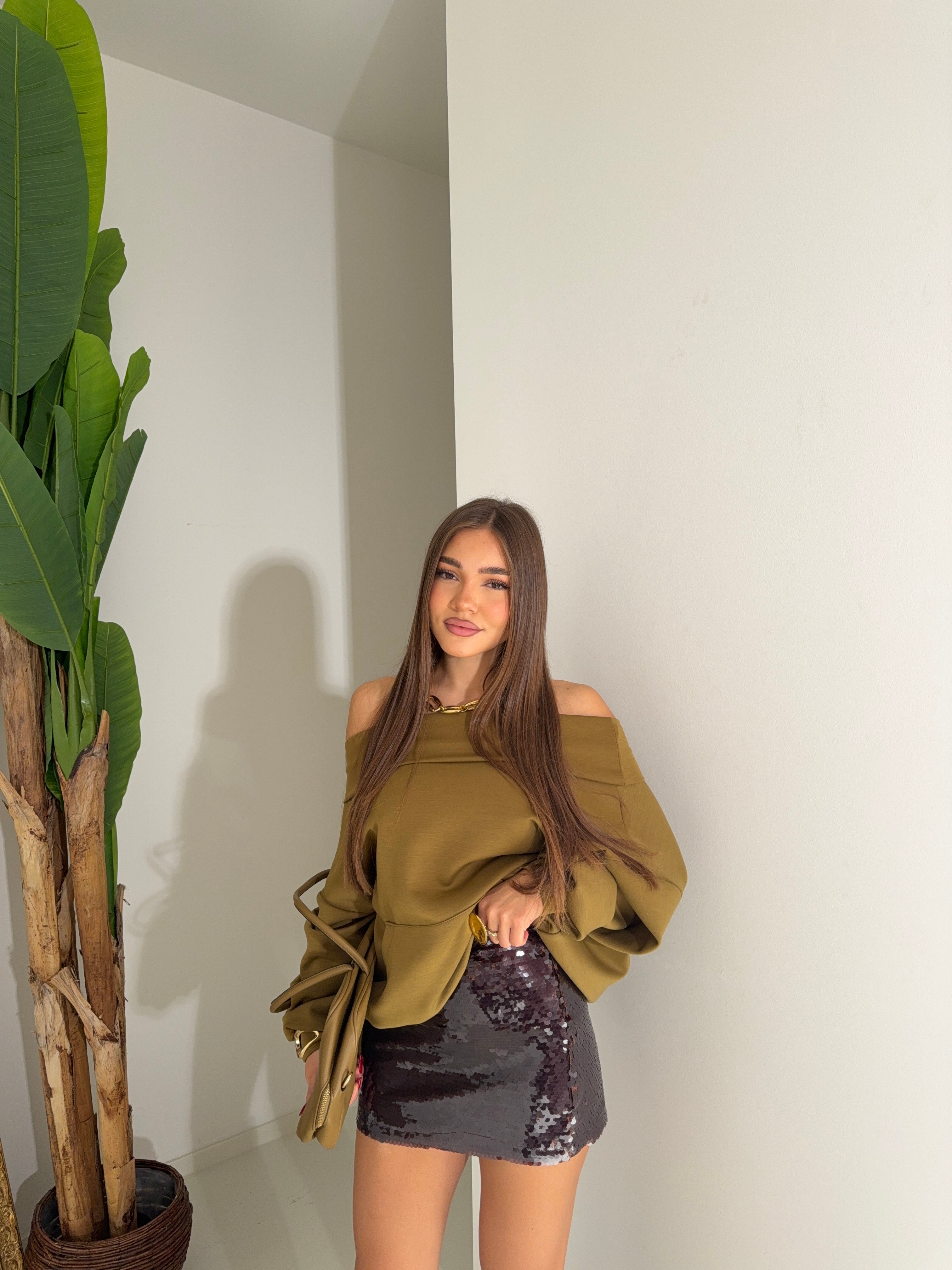 Gonna paillettes brown