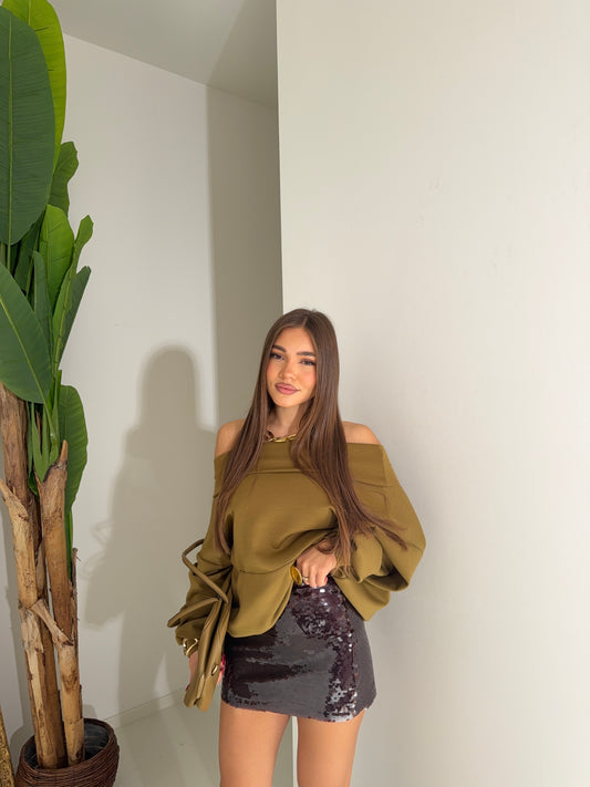 Gonna paillettes brown