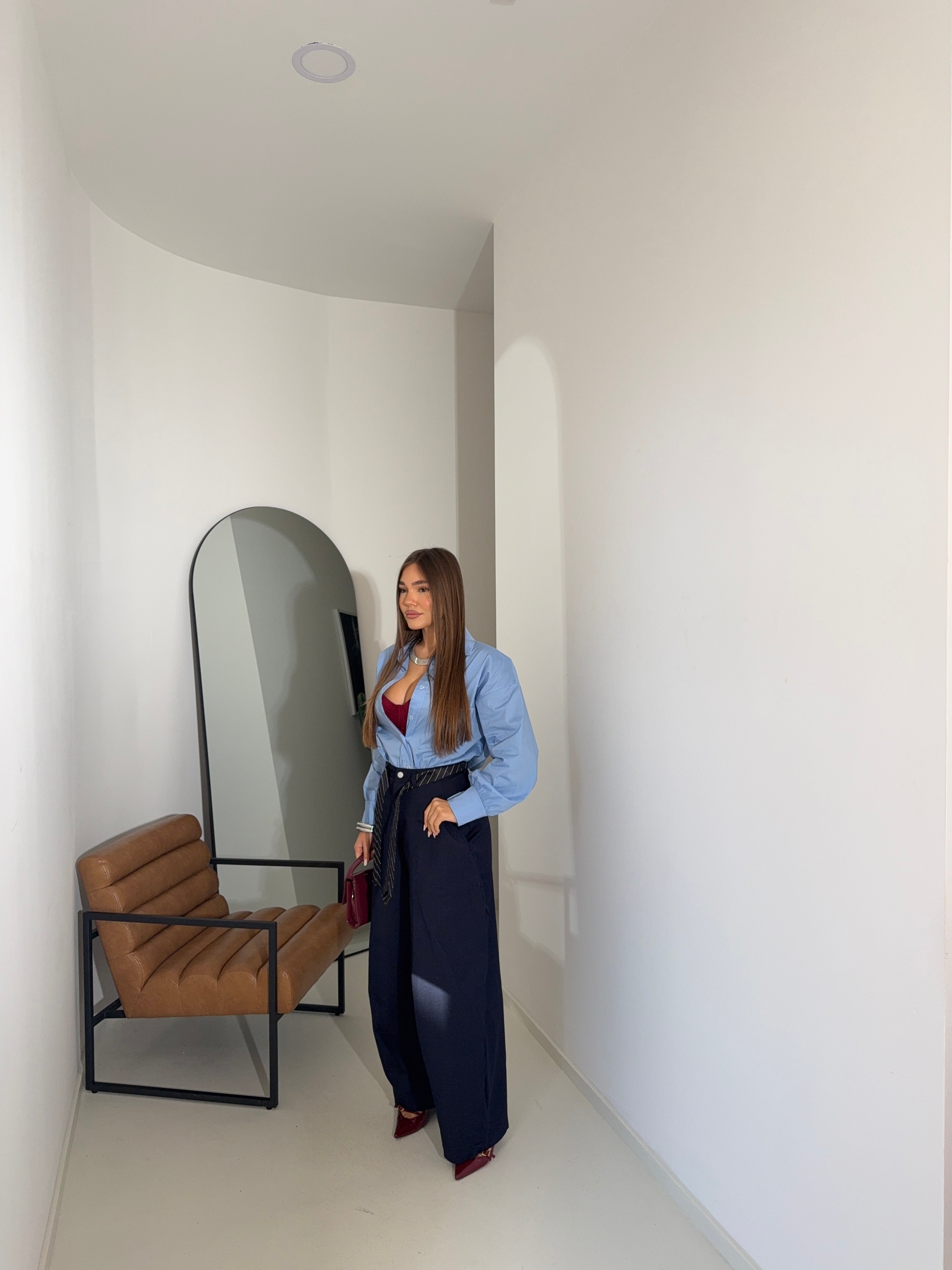 Pants dettaglio cravatta blu