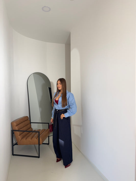 Pants dettaglio cravatta blu