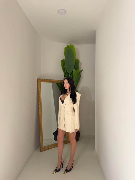 Blazer ecopelle panna