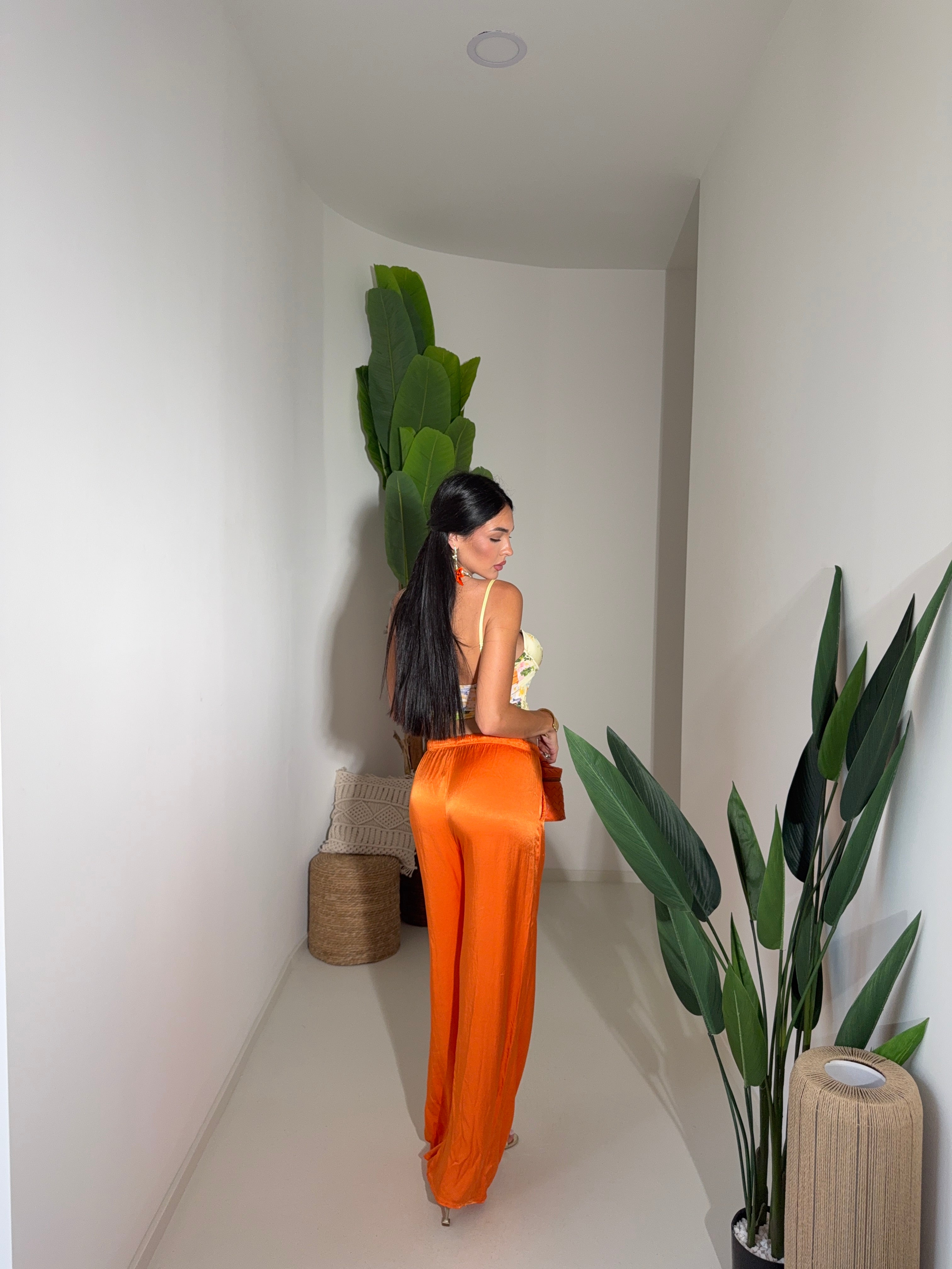 Pantaloni satin arancio