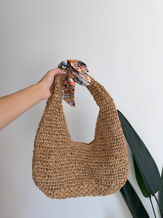 Tote Bag paglia con fulard