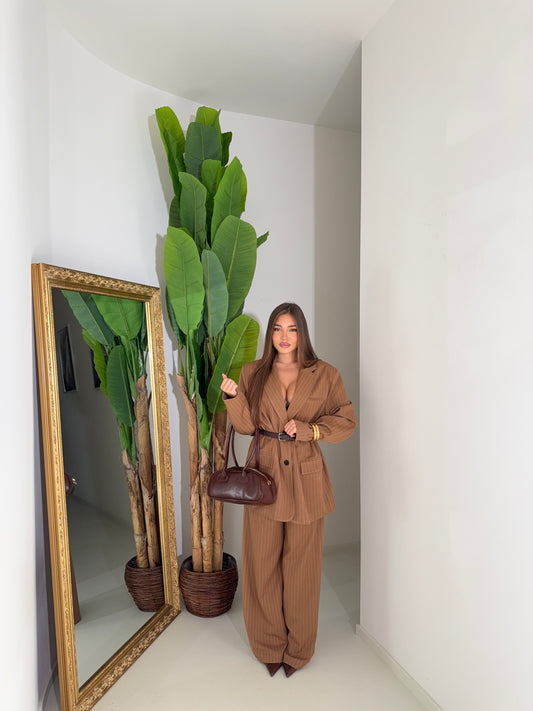 Tailleur lumina gessato camel