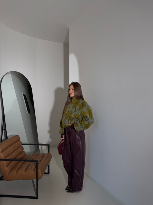 Pantalone NORO ecopelle Wine