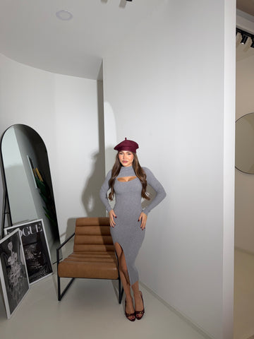 Dress MADISON grigio costine