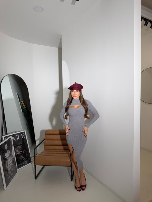 Dress MADISON grigio costine