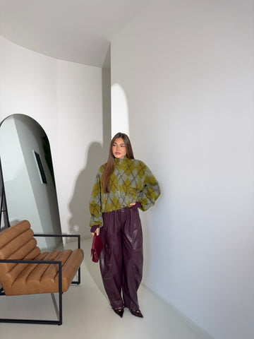 Pantalone NORO ecopelle Wine