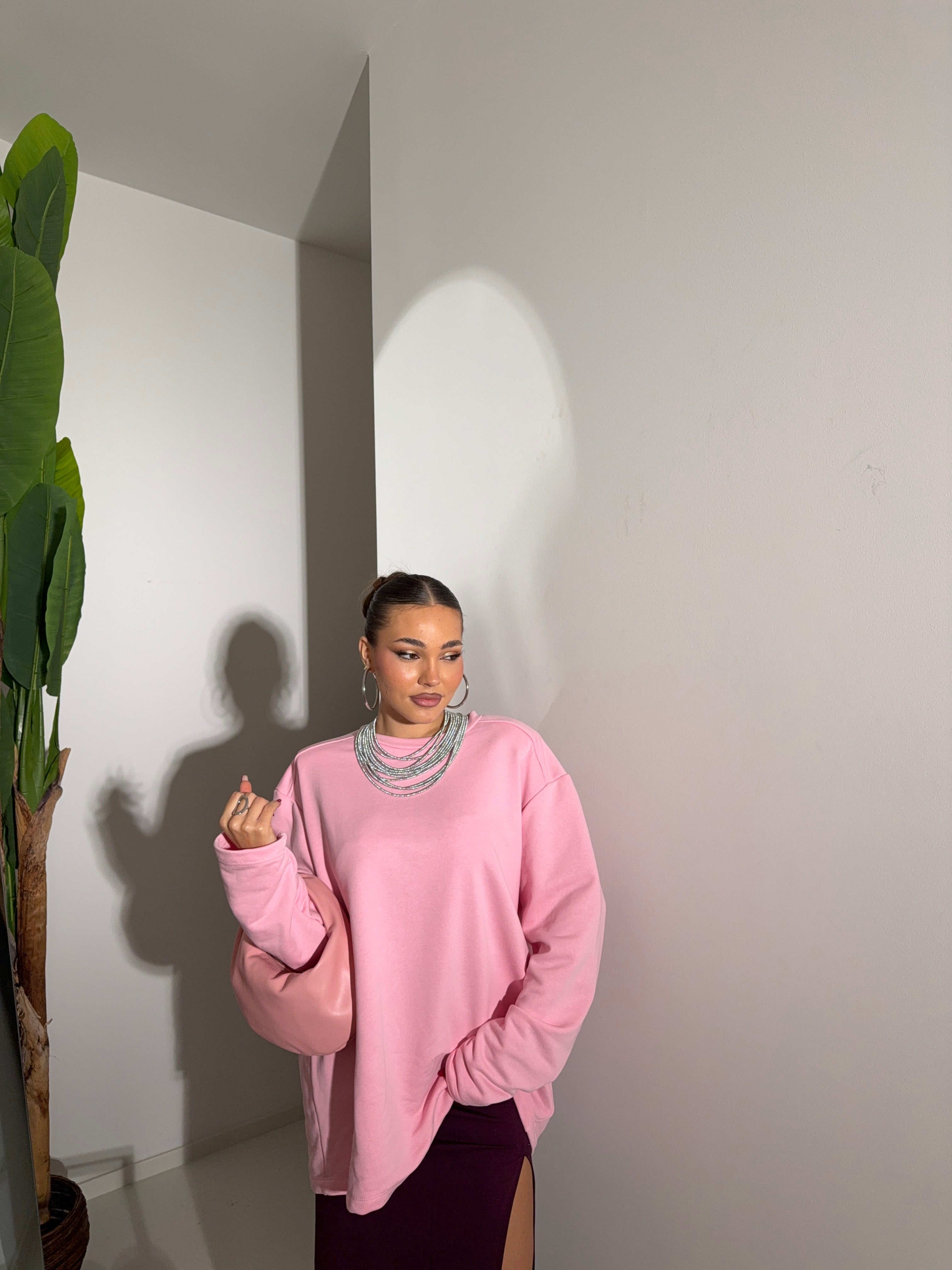 Felpa manica Over pink