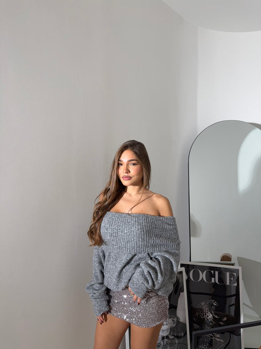 Mini Skirt Paillettes grey