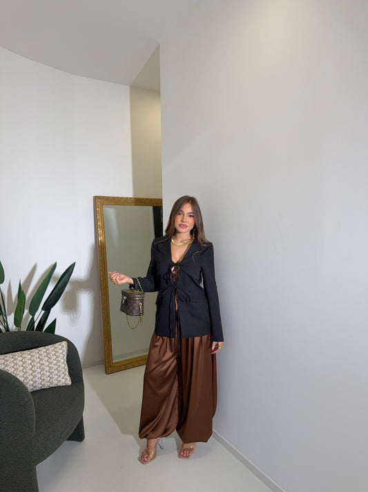 Pantaloni Over in raso rame