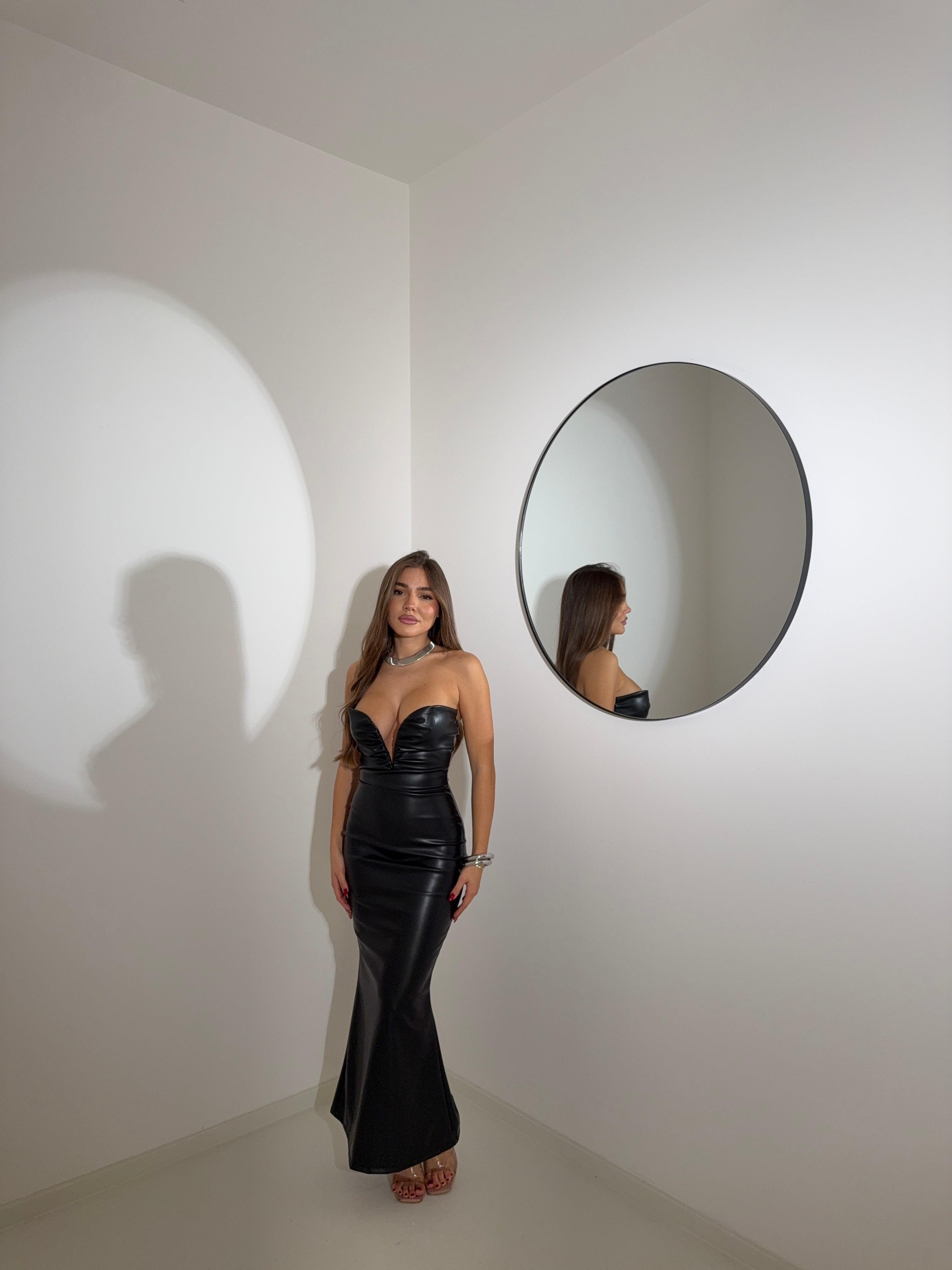 Dress ecopelle scollo profondo