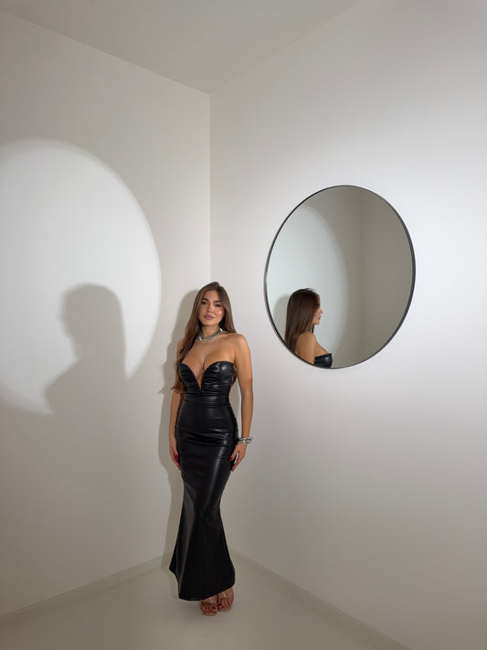 Dress ecopelle scollo profondo