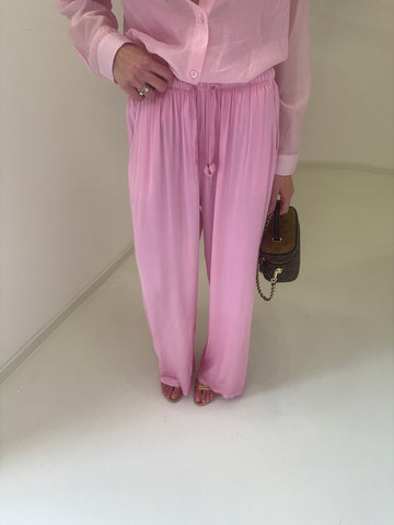 Pantaloni satin rosa Barbie