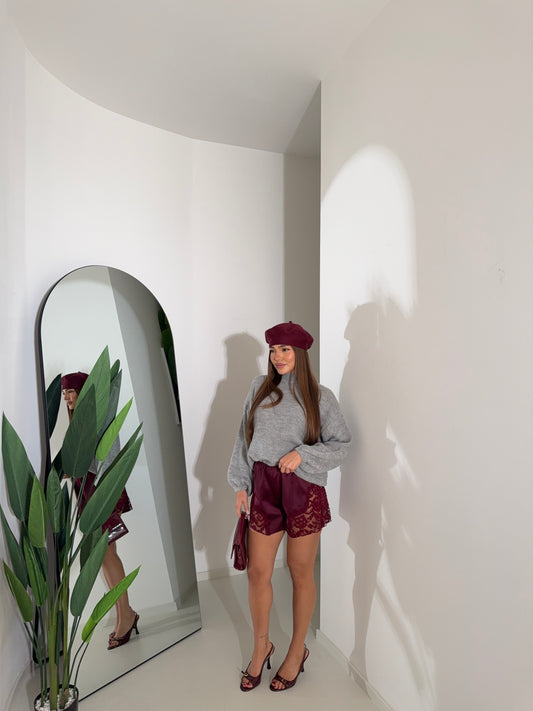 Short macramé bordeaux