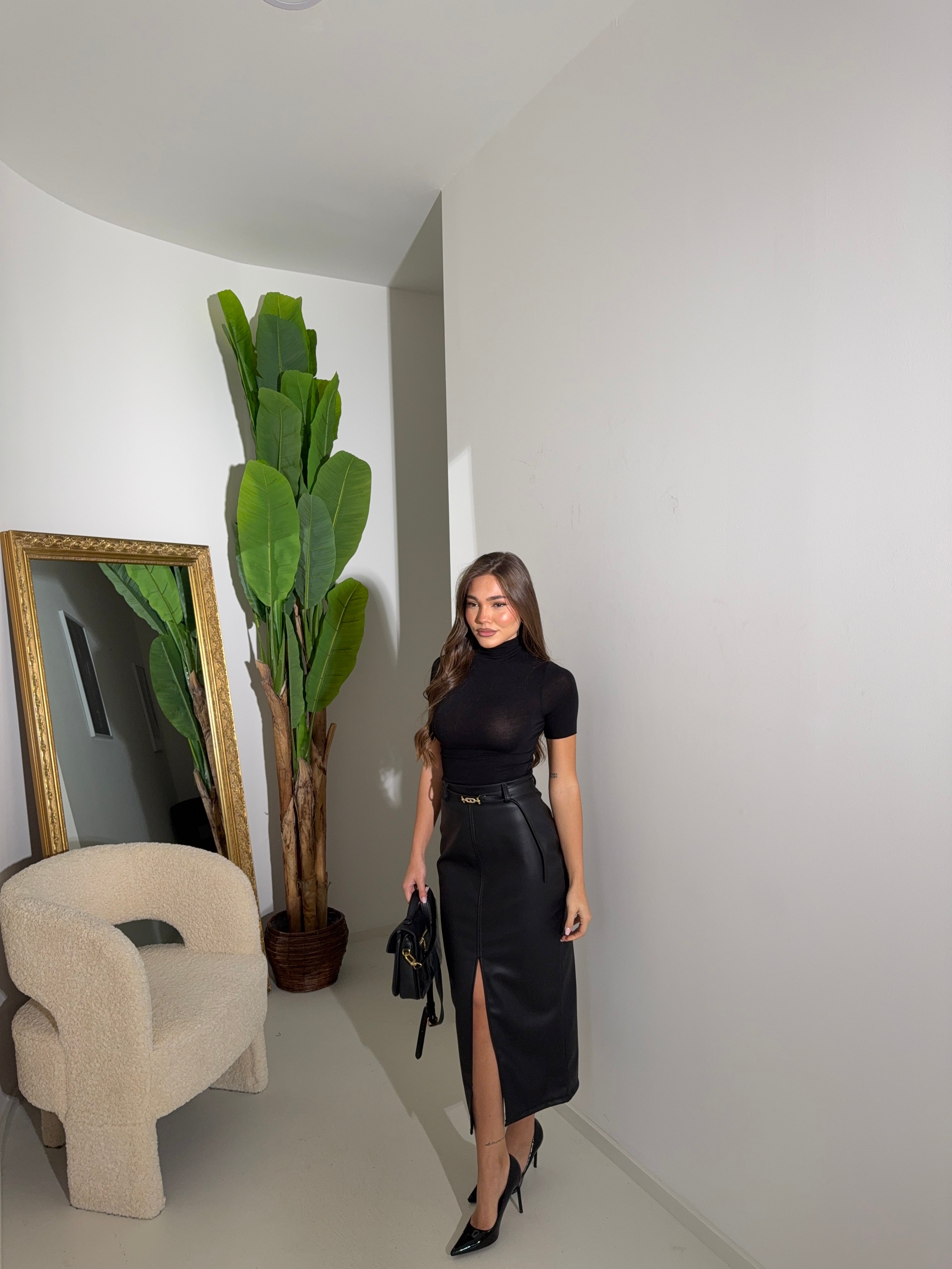 Longuette Ecopelle cintura