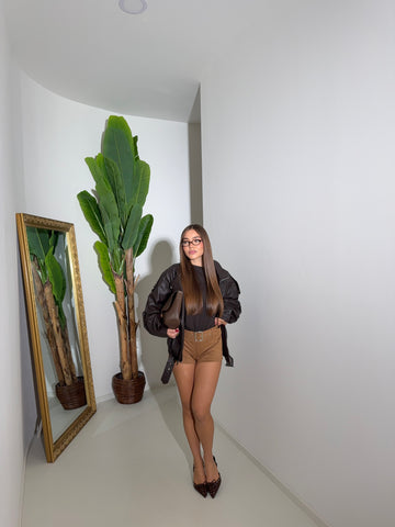 Mini short camoscio beige